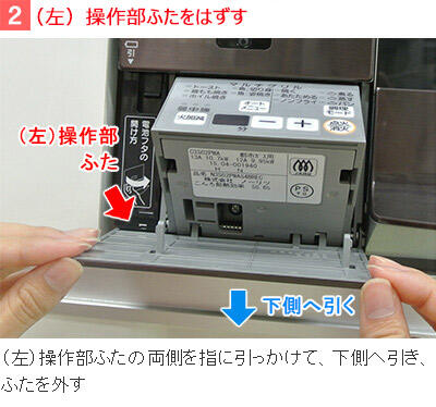 2)(左)操作部ふたをはずす